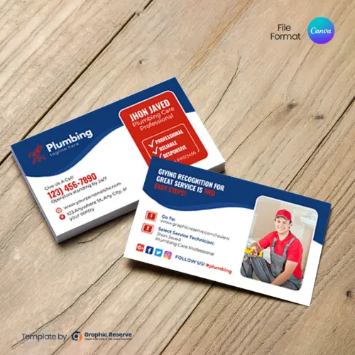 Editable Canva Business Card Templates for Plumbing Professionals