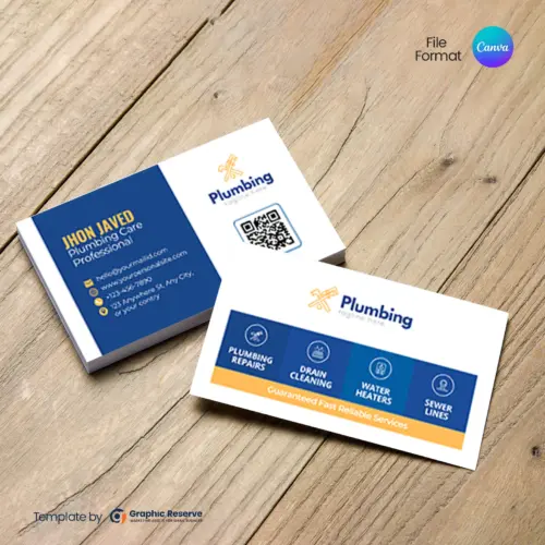 Plumber Business Card Design - Editable Canva Template