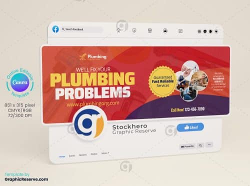 Plumber Facebook Cover Canva file 10v