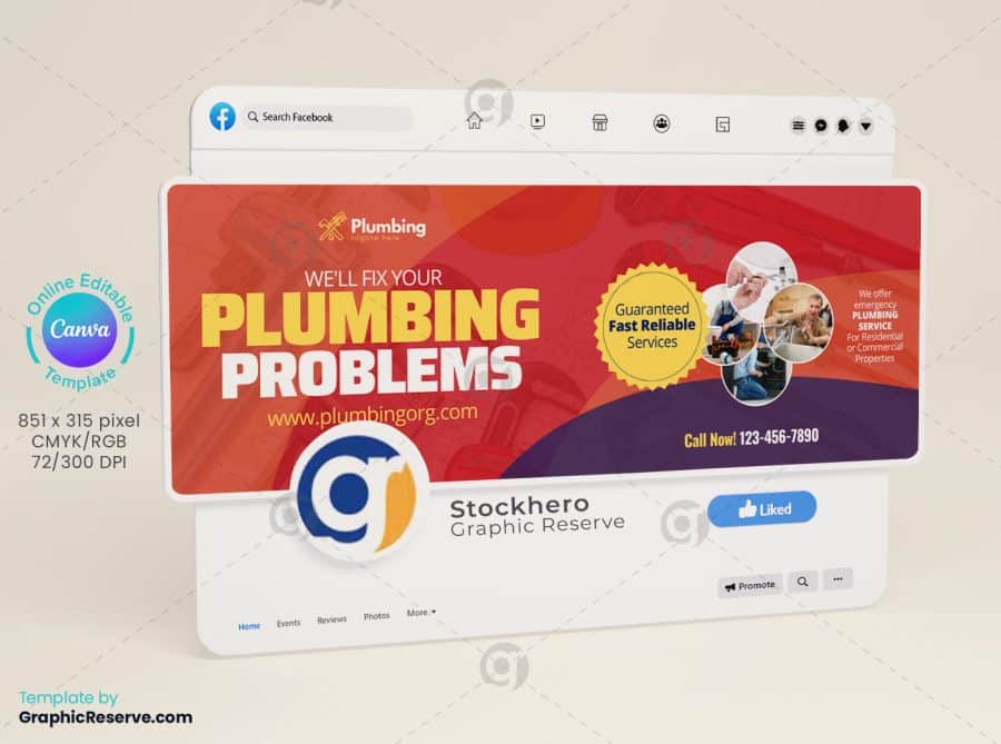 Plumber Facebook Cover Canva file 10v