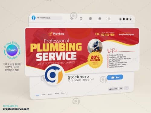 Plumber Facebook Cover Canva file 8v