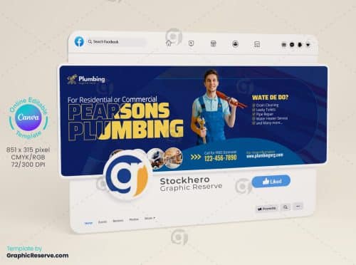 Plumber Facebook Cover Canva file 9v