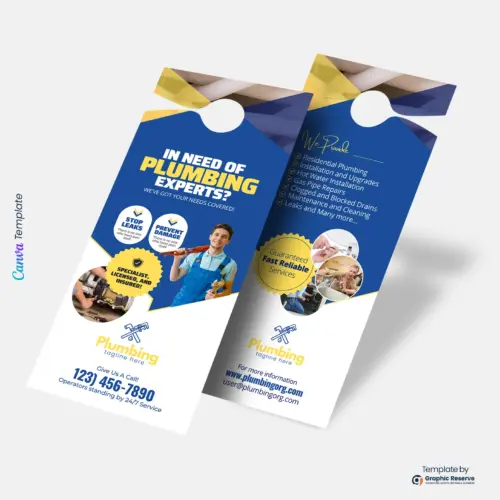 Plumbing Business Door Hanger Canva Template for Effective Promotion