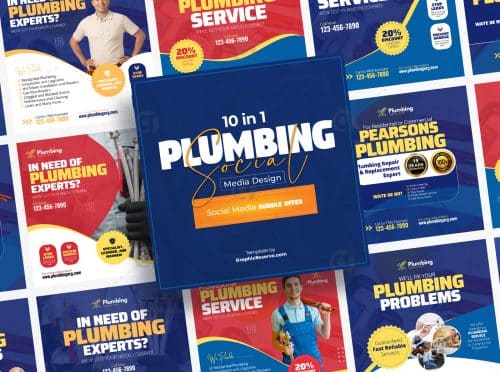 Plumbing Social Media Bundle Canva file 1v