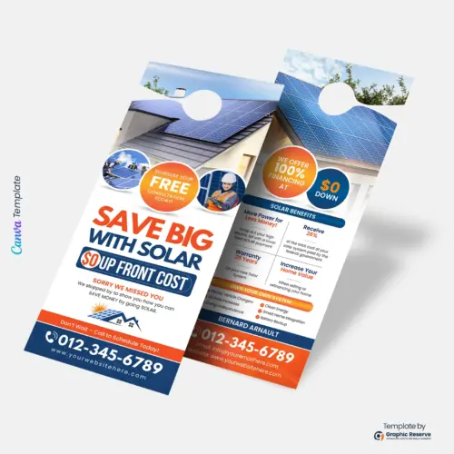 Save Big Solar Promotional Service Door Hanger template