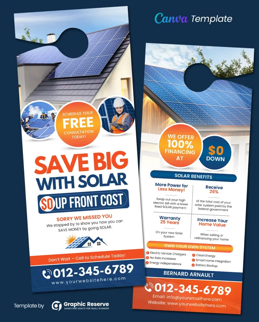 Save Big Solar Promotional Service Door Hanger template