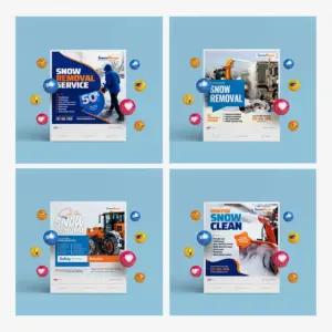 Snow Removal Social Media Post Design Template Bundle 2