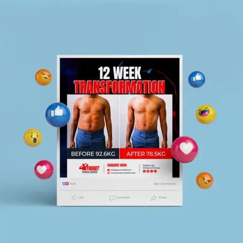 Body Transformation Instagram Post (Canva file) – Canva template