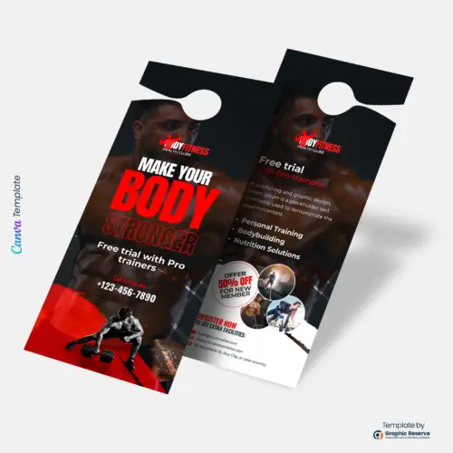 Canva Gym Fitness Door Hanger Design Template for Effective Advertising