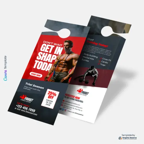 Editable Gym Door Hanger | Canva Flyer Template