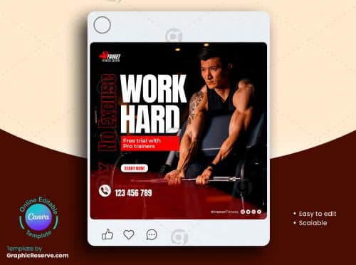 Fitness Gym Social Media Banner 5v