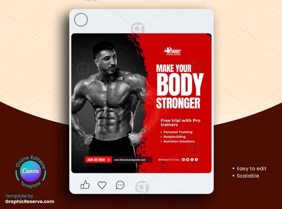 Fitness Gym Social Media Banner 8v