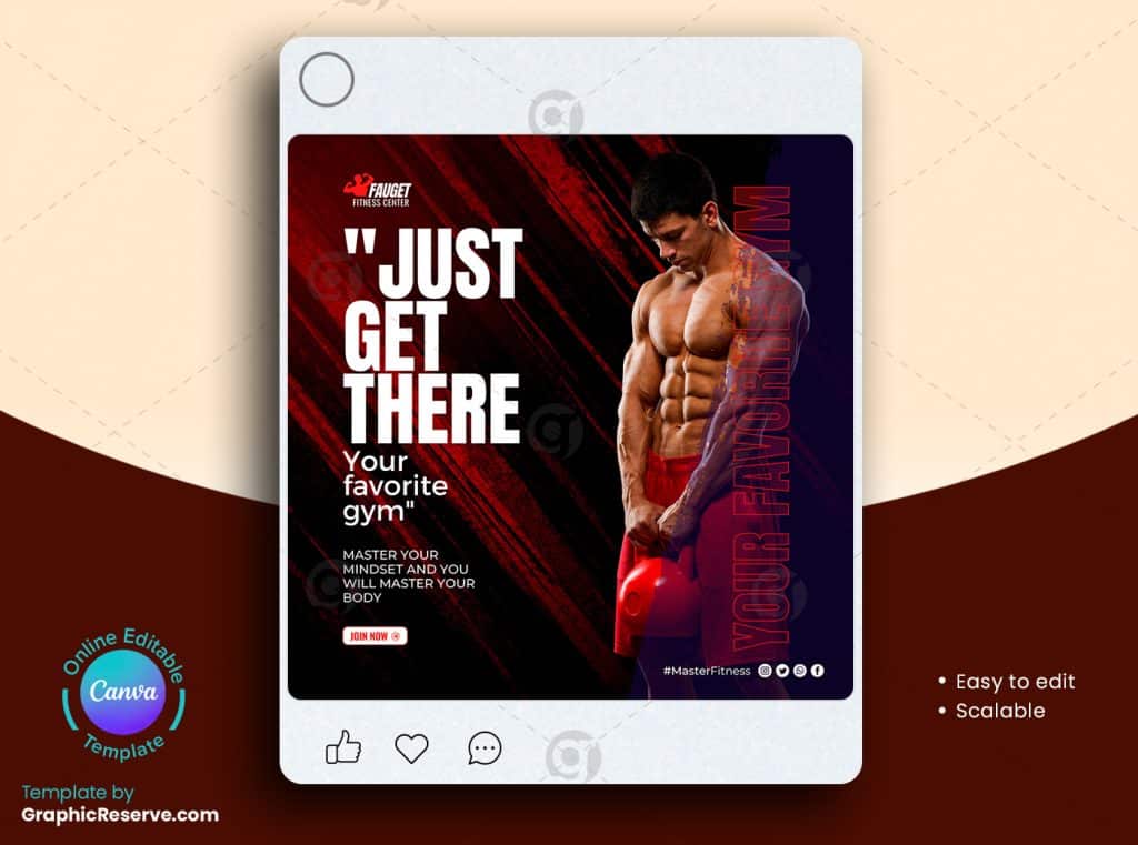 Fitness Gym Social Media Post 1v