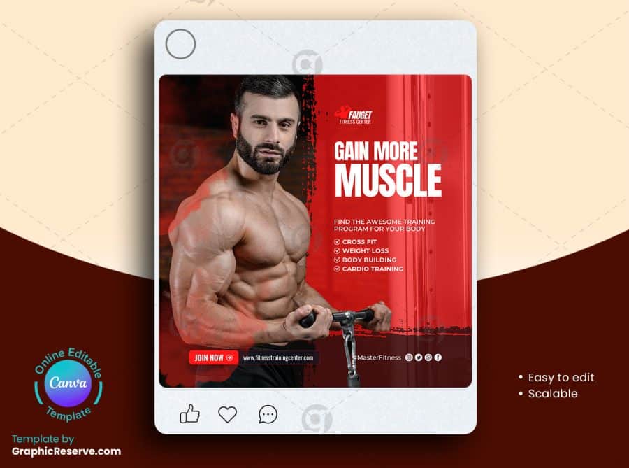 Fitness Gym Social Media Post 4v