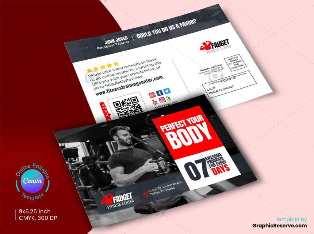 Gym EDDM Review Postcard