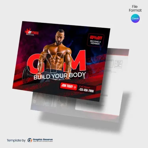 Gym Fitness Direct Mail EDDM Postcard Template - Editable in Canva