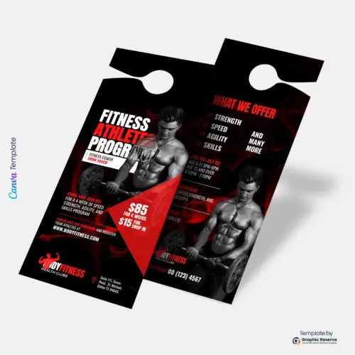 Gym Pricing Door Hanger Template | Editable Canva Design for Fitness Centers