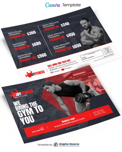 Gym Pricing EDDM Mailer Canva file