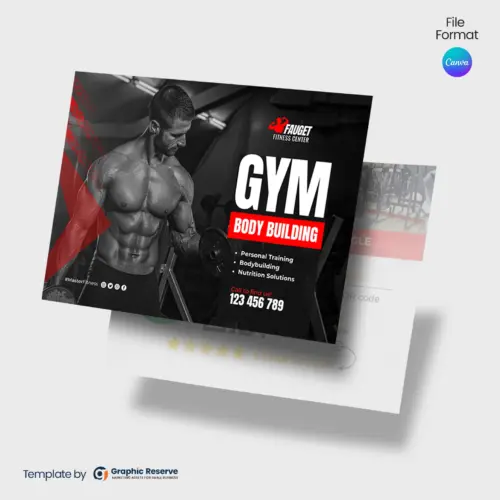 Review Fitness Gym Postcard (Canva file)