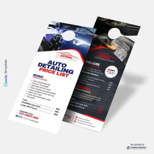 Auto Detailing Price-List Door Hanger (Canva Template)