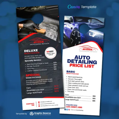Auto Detailing Price-List Door Hanger (Canva Template)