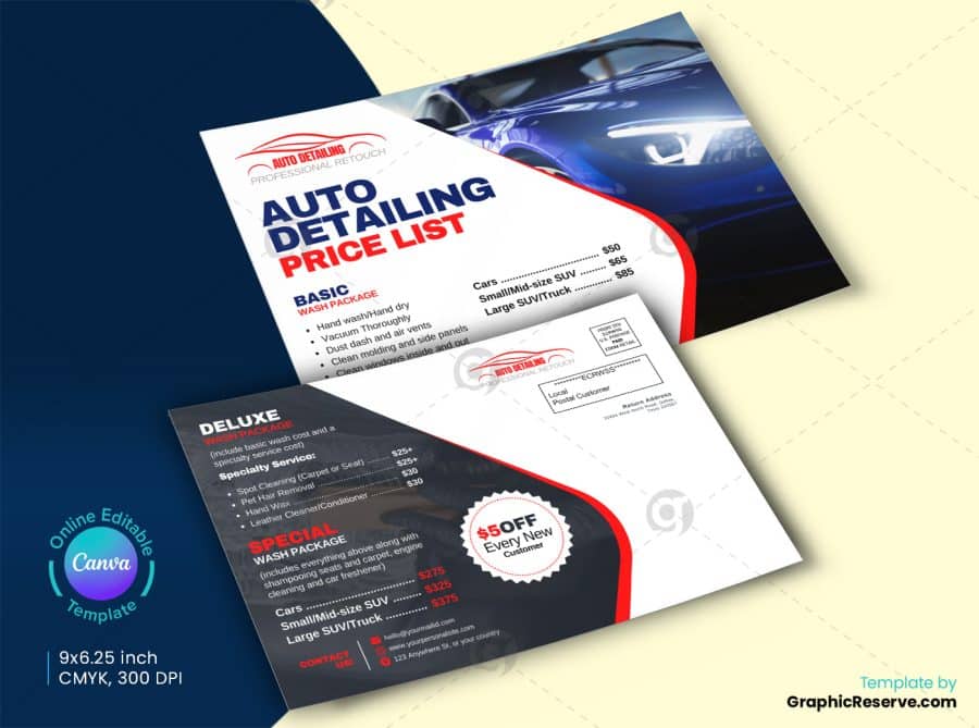 Auto Detailing Price List EDDM Back
