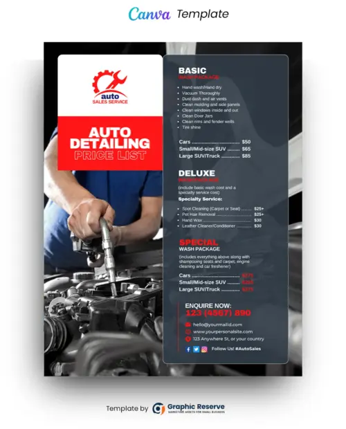 Auto Detailing Price-List Flyer (Canva file)