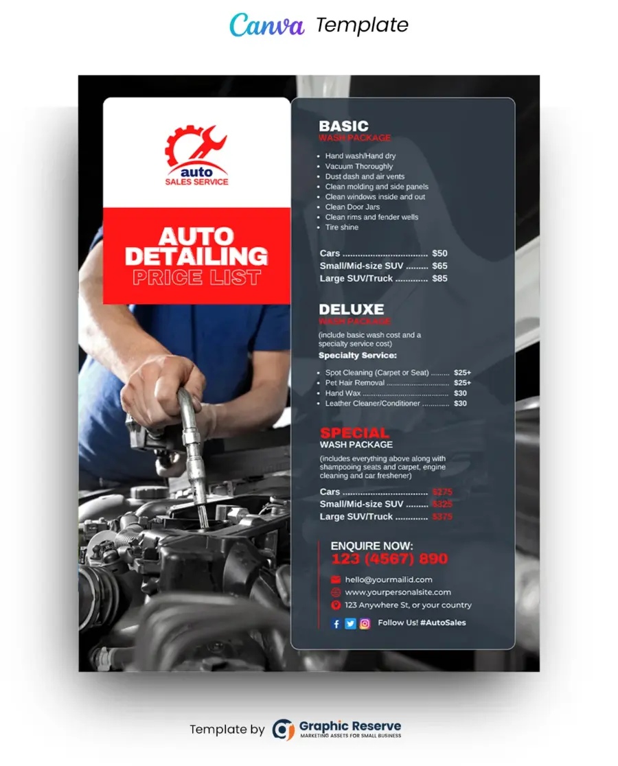 Auto Detailing Price-List Flyer (Canva file)