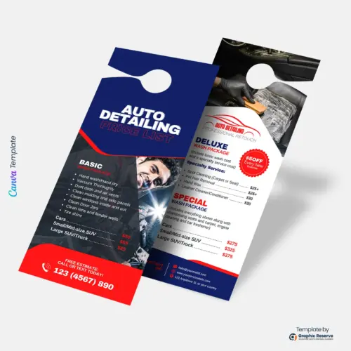 Auto Detailing Pricing Door Hanger (Canva Template)
