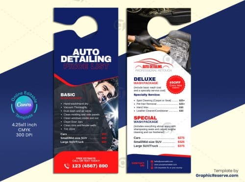 Auto Detailing Pricing Door Hanger