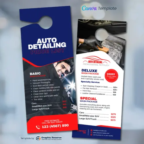 Auto Detailing Pricing Door Hanger (Canva Template)