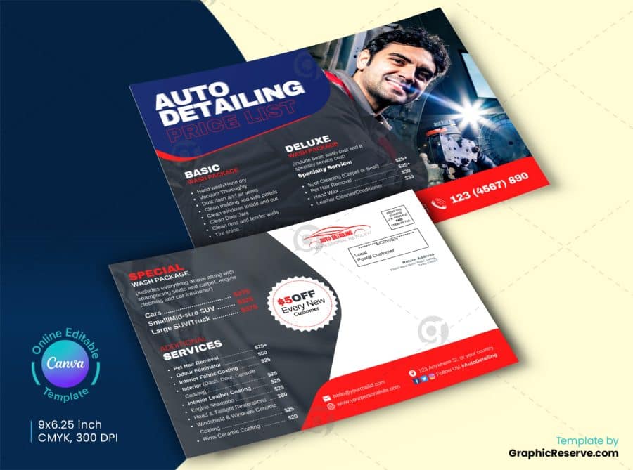 Auto Detailing Pricing EDDM Back