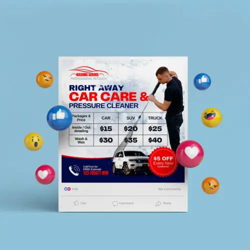 Auto Detailing Social Media Poster Design Canva Template