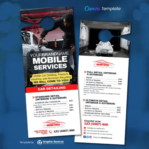 Auto Mobile Servicing Price List Door Hanger (Canva Template)