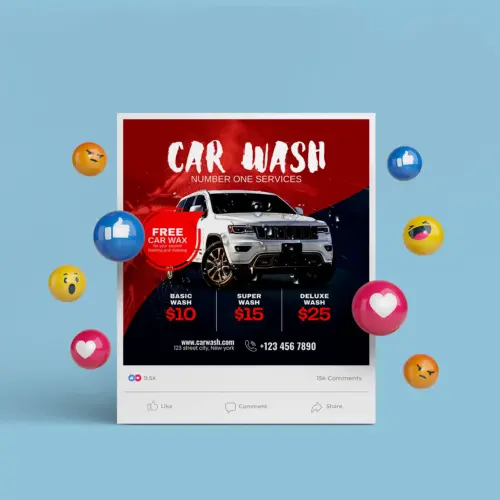 Automobile Car Wash Pricing Canva Templates for Social Media Marketing