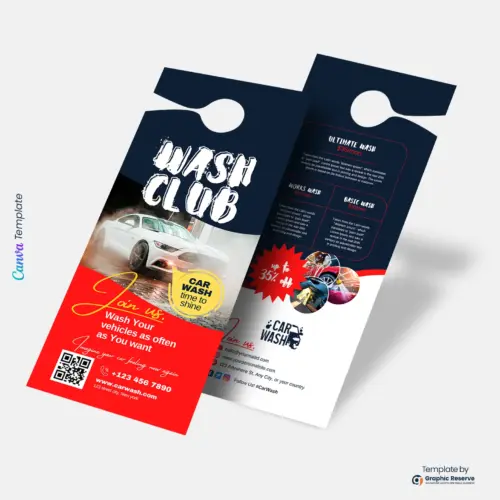 Canva Car Wash Door Hanger Design Template for Effective Marketing