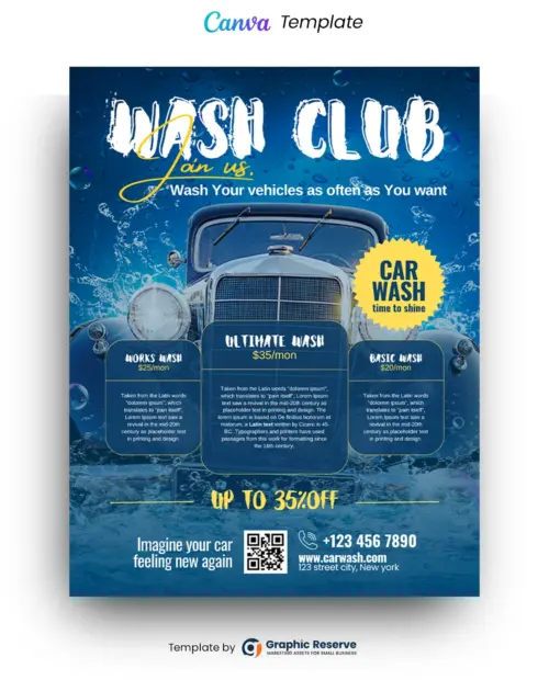 Canva Template for Car Wash Flyers - Customizable Design