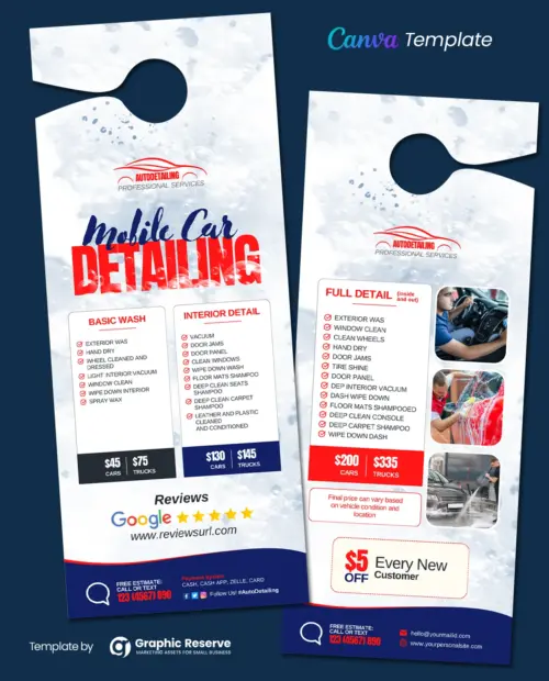 Car Detailing Door Hanger (Canva Template)