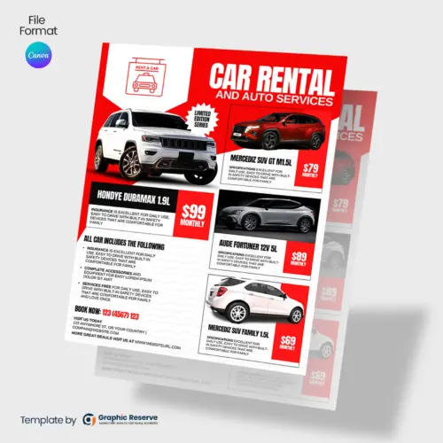Car Rental Flyer Design Canva Template