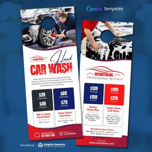 Car Wash Door Hanger Design (Canva Template)