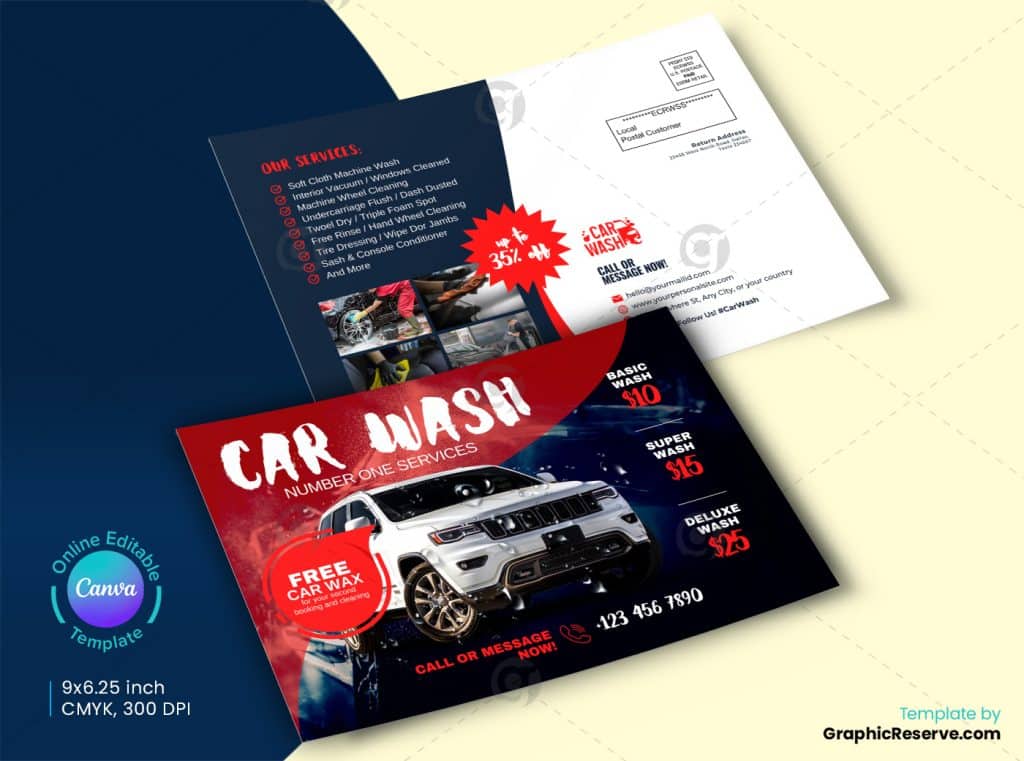 Car Wash Pricing EDDM (Canva file) - Graphic Reserve