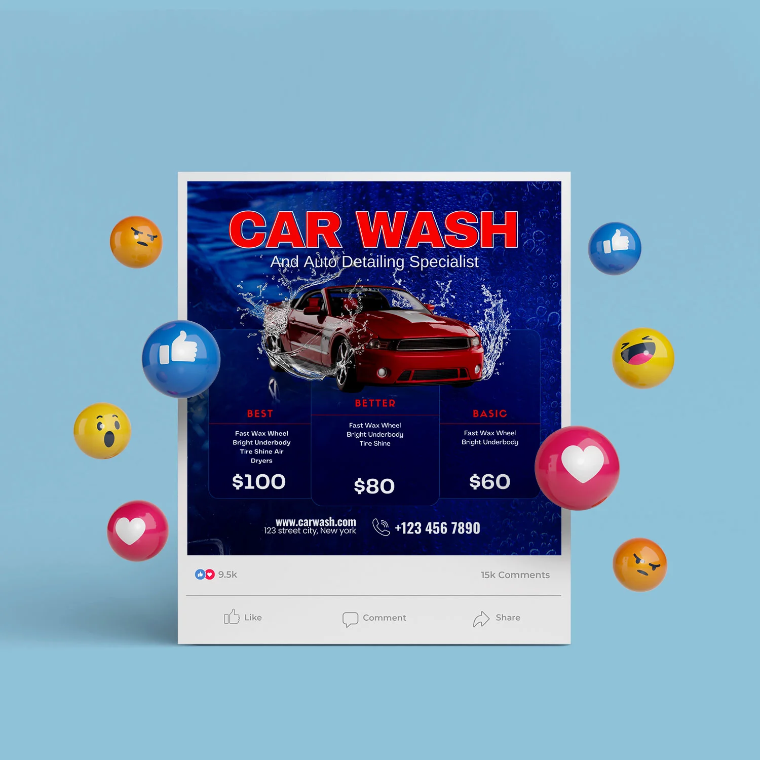 Car Wash Pricing Social Media Post (Canva file)
