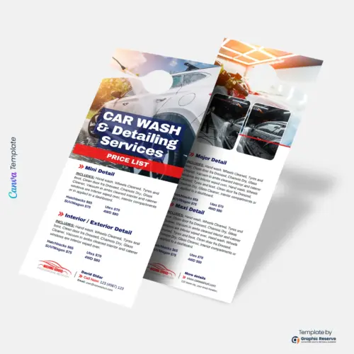 Car Wash & Detailing Door Hanger (Canva Template)