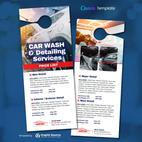 Car Wash & Detailing Door Hanger (Canva Template)