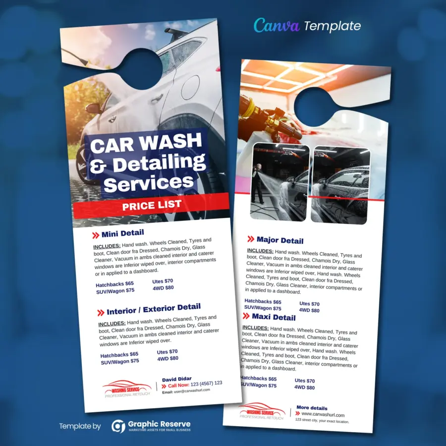 Car Wash & Detailing Door Hanger (Canva Template)