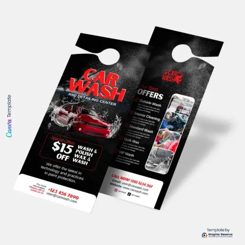 Customizable Car Wash Advertising Door Hanger Template - Canva Ready