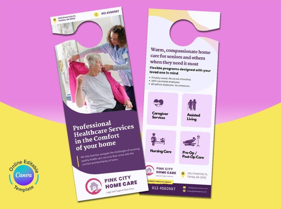 Elder Care Home car door hanger template