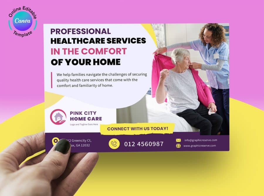 Home care caregiver eddm postcard template
