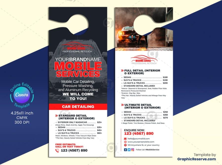Mobile Car Wash Door Hanger 1