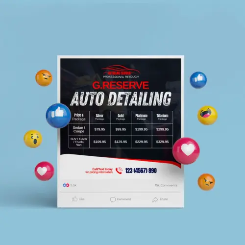 Professional Auto Detailing Price Canva Templates for Social Media
